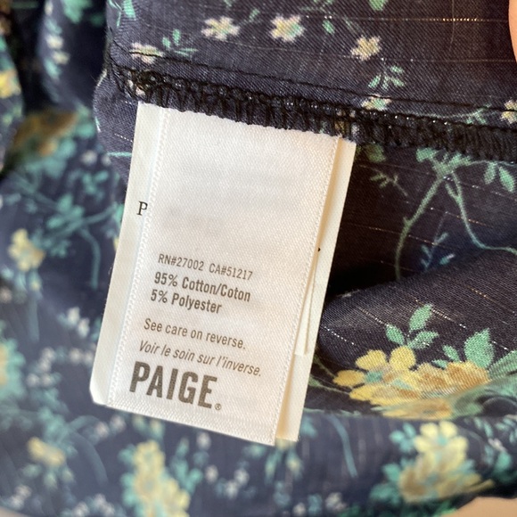 PAIGE dark blue floral lightweight cotton blouse size Small - Picture 5 of 8